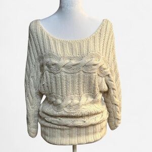 bebe Cream Cable Knit Sweater